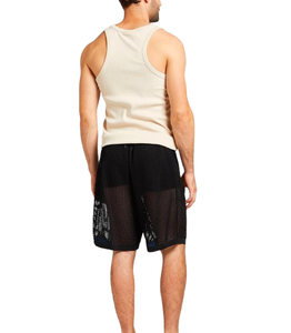 High Quality Mesh Fabric Black Men's Athletic Fitness Shorts Double <b>Layer</b> Basketball Polyester Sublimated Shorts - Product Image 4