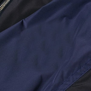 Men's Hooded Color Blocked Windproof Puffer <b>Jacket</b> Zipper Closure Casual Outerwear <b>Navy</b> <b>Blue</b> Polyester Autumn Wear - Product Image 2