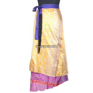 Nueva Falda Cruzada Elegante para Mujer, Estilo Rajasthani, Vintage, de Seda, para Playa, Falda Cruzada India Reversible Mágica - Product Image 6