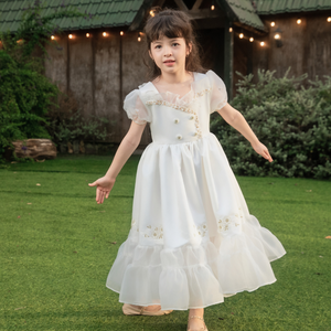 Robe Alana – Robe de bal blanche de princesse, robe de soirée de haute qualité, robe vintage pour enfants, broderie à la main, dentelle Conne - Product Image 5