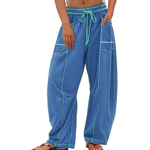 Women Breathable Cargo Sweatpants Wide Leg Pants High Waist Drawstring Casual Loose Fit Joggers - Product Image 5