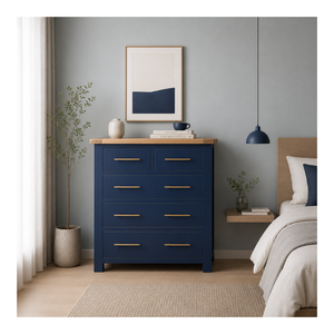 Meuble de chambre à coucher au design moderne, commode haute en bois massif à 5 tiroirs, meilleur prix, fabricant vietnamien - Product Image 1