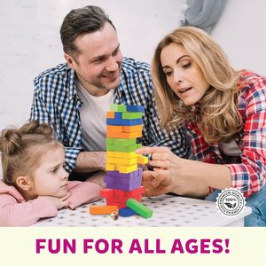 Jeu de construction en blocs de bois colorés, tour à empiler, puzzle arc-en-ciel pour enfants - Product Image 6