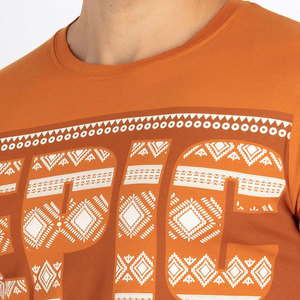 T-shirt à manches courtes pour homme, orange, avec imprimé géométrique, col rond, coupe décontractée, longueur normale, tissu en coton respirant - Product Image 6