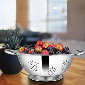 Coladores de Acero Inoxidable Atractivos, Excelente Control para Escurrir Alimentos Delicados, Bayas, Champiñones - Grado Alimenticio, Libre de BPA - Product Image 3