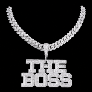 Collier Pendentif Lettre Premium Plaqué Or 18K Moissanite Taille Baguette Sertissage Canal Style Hip Hop Unisexe Usage Quotidien - Product Image 2