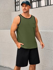 Men's Vests Knitted 100% Cotton Custom Solid Vintage Printing Sleeveless Acid Wash Eco-Friendly Breathable Crew Neck Tank Top - Product Image 4