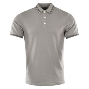 Polo de Manga Corta Gris para Hombre, de Algodón, Tejido Transpirable, Color Sólido, Estilo Casual, Corte Regular, Diseño con Botones - Product Image 3