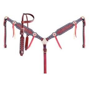 Juego de cuello y cabeza occidental de cuero de vaca genuino con tallado a mano y herrajes de acero inoxidable, proveedor mayorista - Product Image 1