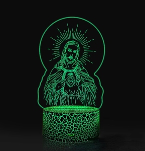 Lámpara LED de Noche con Cruz de Jesús en 3D, Ilusión Óptica, 7 Colores Cambiantes, Interruptor Táctil, Lámpara Decorativa de Mesa para Regalo de Cumpleaños - Product Image 4