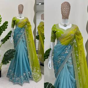 Sari Lehenga en Georgette de Soie Tibby Lourde Vichitra Prêt-à-porter de Qualité Supérieure pour Mariage Traditionnel, Remise de Diplôme, Diwali, Hiver, Automne, Printemps - Product Image 2