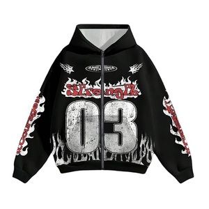 Men's Y2k Number Graphic Zip Up Hoodie Sweatshirt <b>Gothic</b> Long Sleeve Hooded Casual <b>Jacket</b> Streetwear - Product Image 1