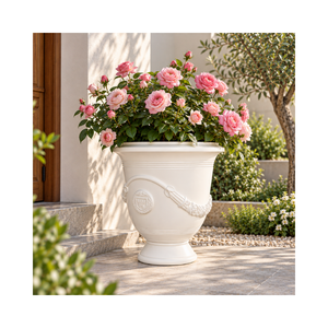 Grand pot de fleurs en fibre de verre léger avec socle pour jardin, patio extérieur, entrée et décoration paysagère - Product Image 1