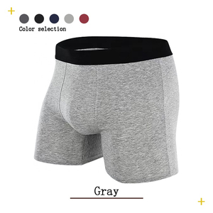 Men Spandex/<b>Polyester</b> Eco-Friendly Anti-Bacterial <b>Boxer</b> Briefs Solid Color Mid-Rise Breathable Knitted with Waist Logo - Product Image 4