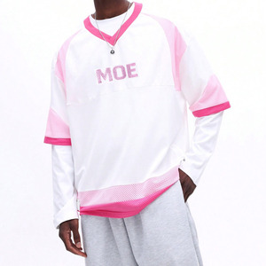 Maillot de football américain rose personnalisé pour femme, en maille ornée de strass, col en V, blanc scintillant, pour équipe féminine, tenue de sport, maillot de match - Product Image 4