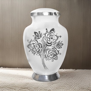Engraved Rose White Cremation Urn <b>Keepsake</b> Modern Design Luxury Adult Style Handmade Funeral <b>Memorial</b> Ashes Jar Urns Supplier - Product Image 5