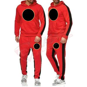 Chándal de moda de gimnasio con capucha de algodón de manga larga a rayas de color para hombre, chándal de alta calidad liso para hombre - Product Image 6