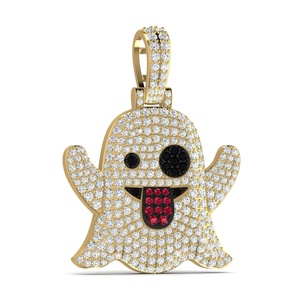 Pendentif fantôme en argent 925 plaqué or avec moissanite, taille ronde, style Iced Out, bijou unisexe pour cadeau de fête - Product Image 1
