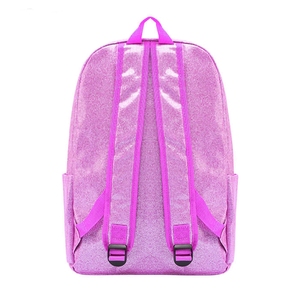 Sac à dos léger rose pailleté avec fermeture éclair style sport brillant arc-en-ciel et système de transport à sangles pour l'école (unisexe) - Product Image 2
