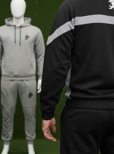 Cult Unisex Zip-Up Track Suit Black Gray Full-Printed Casual Hooded Sweatshirt Pants <b>Set</b> Regular Fit Autumn Wear 100% Cotton - Product Image 3