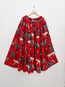 Falda Maxi de Algodón Hecha a Mano con Estampado de Tigre, Falda Boho con Volantes - Product Image 1