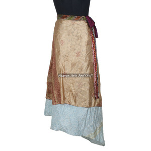Silk Pareo Sarong Beach Long <b>Wrap</b> <b>Around</b> <b>Skirt</b> 2 Layer Reversible Magic Silk Saris <b>Wrap</b> Long <b>Skirt</b> Indian Silk <b>Wrap</b> Vintage - Product Image 1