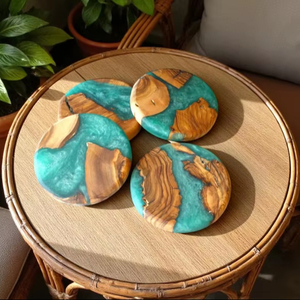 Sous-verres en résine écologiques faits à la main, peints à la main, couleur personnalisée, décoration moderne rustique pour la maison - Product Image 1