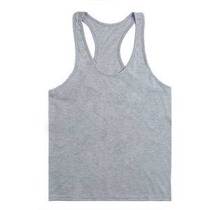 Débardeur de sport pour homme grande taille 100 % coton à col rond pour la musculation, la course à pied - Tissu tricoté uni teint - Product Image 5