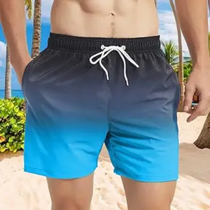New Arrival Men's Short Beach Shorts Quick Dry Breathable Vintage Decorated Solid Color Knee-Length Sexy <b>Booty</b> - Product Image 1