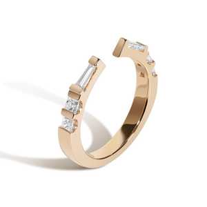 Baguette Princess Cut Lab Grown Diamond Open Stackable <b>Ring</b> Art Deco <b>Stacking</b> Matching Bridal Bands 14K 18K Solid Gold Wholesale - Product Image 6
