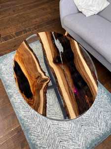 Handcrafted Oval <b>Epoxy</b> Resin <b>Coffee</b> <b>Table</b> Solid Wood Live Edge Designer Center <b>Table</b> Modern Luxury Home Furniture - Product Image 4