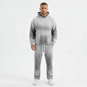 Conjunto Deportivo Personalizado de 2 Piezas con Sudadera con Cierre y Capucha, Pantalones Deportivos con Lavado Ácido, Ropa Deportiva de Invierno para Hombre, para Gimnasio - Product Image 1