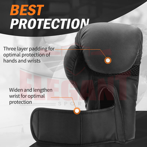 OEM ODM Custom Brand Black Solid Color Premium Quality Private Label High Performance Multi-Layer Protection Boxing <b>Gloves</b> - Product Image 3