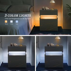 Comodini LED con 3 Cassetti, Tavoli da Notte in Acrilico con Illuminazione LED per Camera da Letto e Soggiorno - Product Image 3