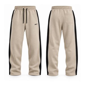 Heavyweight Fleece Sweatpants Custom Track Joggers Relaxed Fit Casual <b>Trousers</b> With Side Panels Elastic Waist For <b>Men</b> - Product Image 2