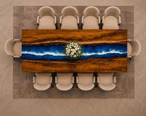 Luxury Custom Live Edge <b>Epoxy</b> Resin River Conference <b>Table</b> Handmade Solid Hardwood Office Meeting <b>Table</b> Modern Wooden Furniture - Product Image 3