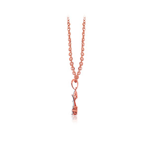 Pendentif en or rose 14 carats avec diamants ronds taille brillant, bijou tendance pour femme, à porter au quotidien - Product Image 3