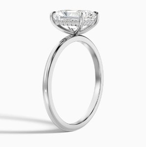 Bague de fiançailles et de mariage en moissanite taille radiant sertie griffe en argent sterling 925 plaqué or blanc, luxueuse, délicate et minimaliste - Product Image 3