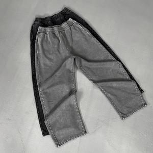High Quality 440gsm Outdoor Streetwear Acid Wash Trousers men's pants Washed Retro Scimitar Pants <b>Oversized</b> <b>Joggers</b> Sweatpants - Product Image 1