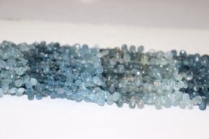 Perles de pierres précieuses en aquamarine mousse facettées en forme de poire, en gros, 7x5mm, 9 pouces, pour la fabrication de bijoux - Product Image 4