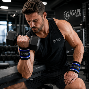 GAPE SPORTS Bandes de soutien pour poignets Noir Bleu Blanc Fermeture réglable à scratch pour la musculation et l'entraînement de force OEM - Product Image 4