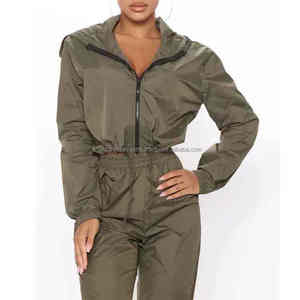 Custom Outfits Windbreaker Lightweight Full Zip Crop Hoodie Jogger Set - Product Image 5