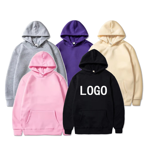 Sudadera con Capucha Unisex, Corte Regular, Color Sólido, Felpa de Algodón, Diseño Casual con Bolsillos, Ropa de Otoño, Negro, Rosa, Gris, Morado, Beige - Product Image 1