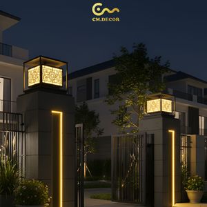 Lámpara LED Moderna de 8 Pulgadas para Poste de Entrada, Lámpara de Pilar de Acero Negro para Villa, Iluminación Decorativa Cálida para Puerta Exterior, CA 220V (±10%) - Product Image 5