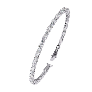 Women's White Gold Diamond Bracelet Round Brilliant Cut Natural D Color GIA Certified Classic Wedding Jewelry - Product Image 2