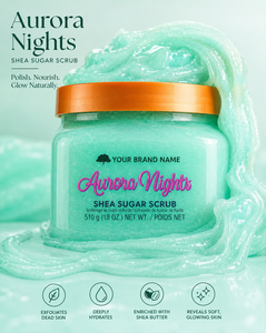 Aurora Nights Shea Sugar <b>Scrub</b> Wholesale Deep Exfoliating & Moisturizing <b>Body</b> Polish with Natural Shea Butter & Nourishing Oil - Product Image 1