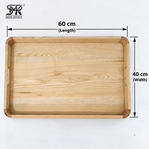 Bandeja de Servir de Madera Artesanal Moderna, Pulida, Ecológica y Duradera, 60x40cm, Bordes Elevados, Asas Laterales, Decoración para el Hogar y Comedor - Product Image 5