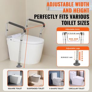 Corrimano di Sicurezza per WC Regolabile in Larghezza e Altezza, Adatto alla Maggior Parte dei WC, Supporta fino a 136 kg, Maniglie per Toilette - Product Image 6