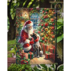 Pointeur allemand à poil court Père Noël Drapeau de jardin Multicolor Artwork for Patio Yard Flower Beds Multicolor Mailbox Decorative - Product Image 3