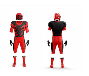 Ensemble complet d'uniformes de football américain haute performance, maillots d'équipe personnalisés |   Tenue de football d'équipe |   Vêtements de sport en polyester respirant - Product Image 1